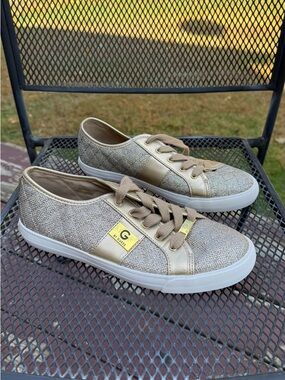 GUESS Gold Logo Sneakers | Women’s Size [9.5] | Metallic Casual Shoes